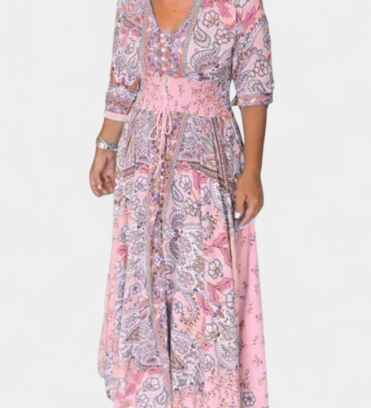 Vestido Casual de Verano Dunya con Escote en V