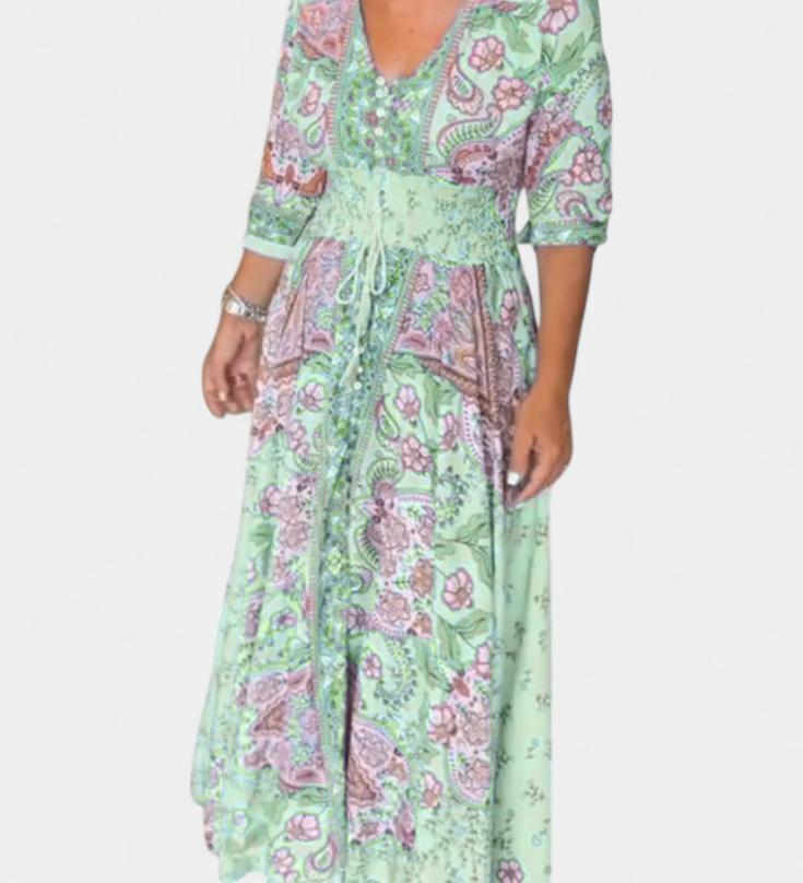Vestido Casual de Verano Dunya con Escote en V
