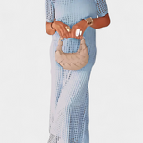 Vestido Balbina de Dos Piezas con Cuello Barco y Detalles Huecos