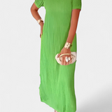 Vestido Balbina de Dos Piezas con Cuello Barco y Detalles Huecos