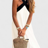 Vestido Edith con Cuello Cruzado y Espalda Abierta