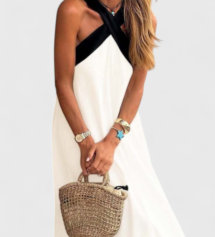 Vestido Edith con Cuello Cruzado y Espalda Abierta
