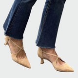 Karolína Elegantes Zapatos de Punta con Tiras Transversales