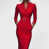 Rafaela™ | Vestido elegante con cuello y cinturón