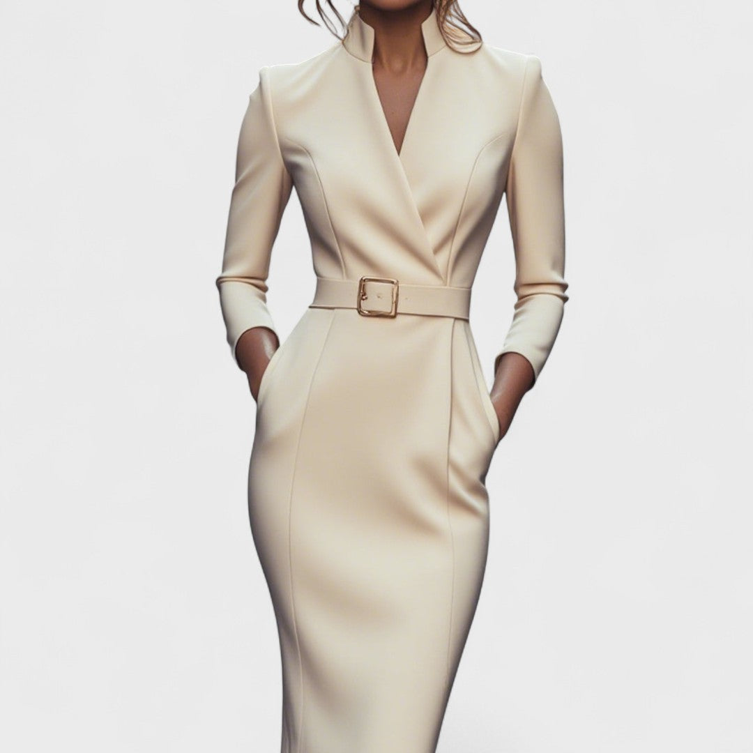 Rafaela™ | Vestido elegante con cuello y cinturón