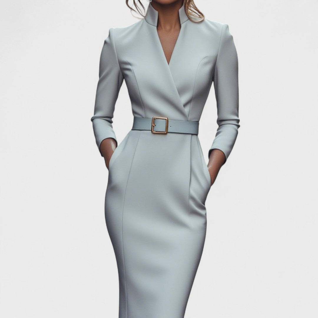 Rafaela™ | Vestido elegante con cuello y cinturón