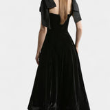 Vestido Midi de Terciopelo Sin Tirantes Ajla con Lazo