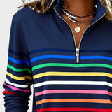 Raquel™ | Sudadera de rayas con media cremallera