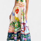 Vestido Midi de Mezcla de Lino Impresa Arlene