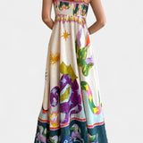 Vestido Midi de Mezcla de Lino Impresa Arlene