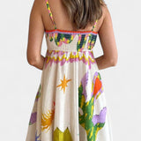 Vestido Midi de Mezcla de Lino Impresa Arlene