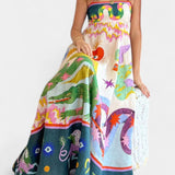 Vestido Midi de Mezcla de Lino Impresa Arlene