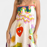 Vestido Midi de Mezcla de Lino Impresa Arlene