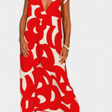 Vestido Casual Asela con Escote en V y Estampado Mixto