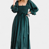 Vestido Petra de Dos Niveles con Cuerpo Fruncido y Mangas Abullonadas