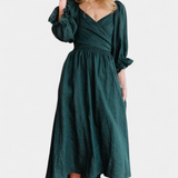 Vestido Petra de Dos Niveles con Cuerpo Fruncido y Mangas Abullonadas