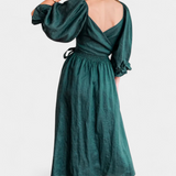 Vestido Petra de Dos Niveles con Cuerpo Fruncido y Mangas Abullonadas