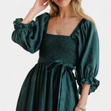 Vestido Petra de Dos Niveles con Cuerpo Fruncido y Mangas Abullonadas