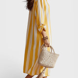 Amaia™ | Vestido midi de rayas amarillas y blancas