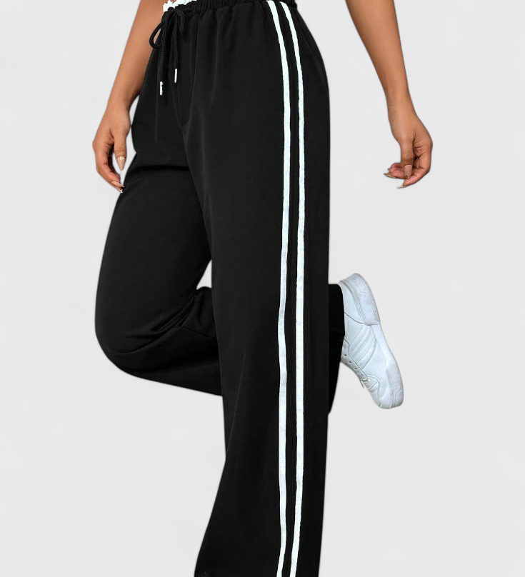 Alanys Pantalón Deportivo de Pierna Ancha con Detalle Lateral