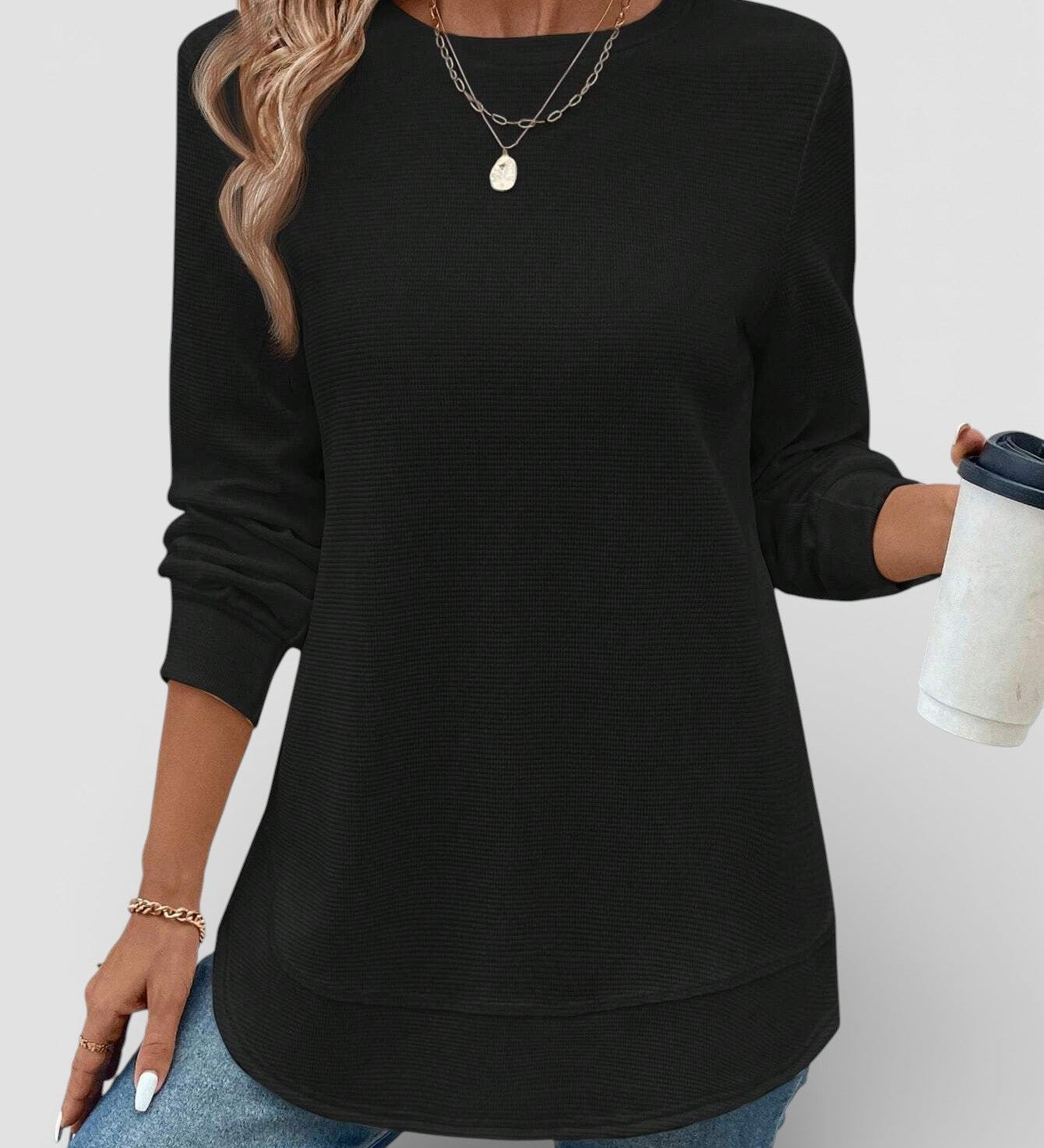 Ana™ | Camiseta lisa de manga larga esencial