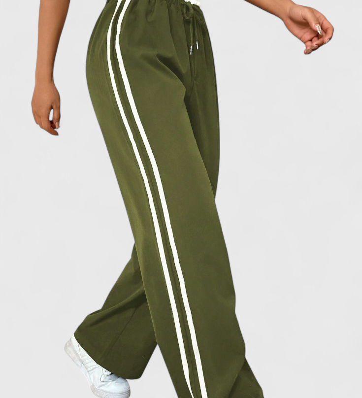 Alanys Pantalón Deportivo de Pierna Ancha con Detalle Lateral