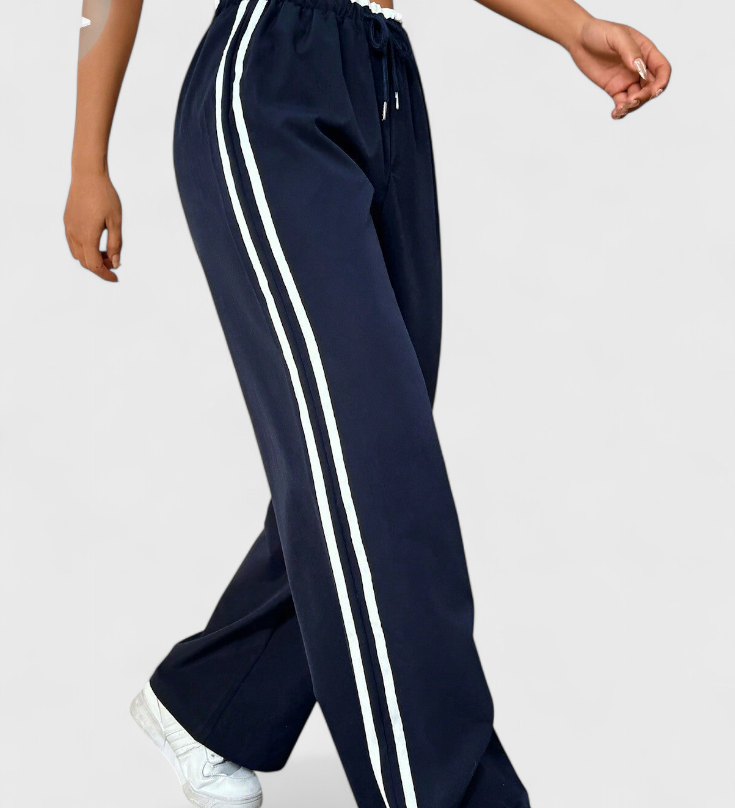 Alanys Pantalón Deportivo de Pierna Ancha con Detalle Lateral
