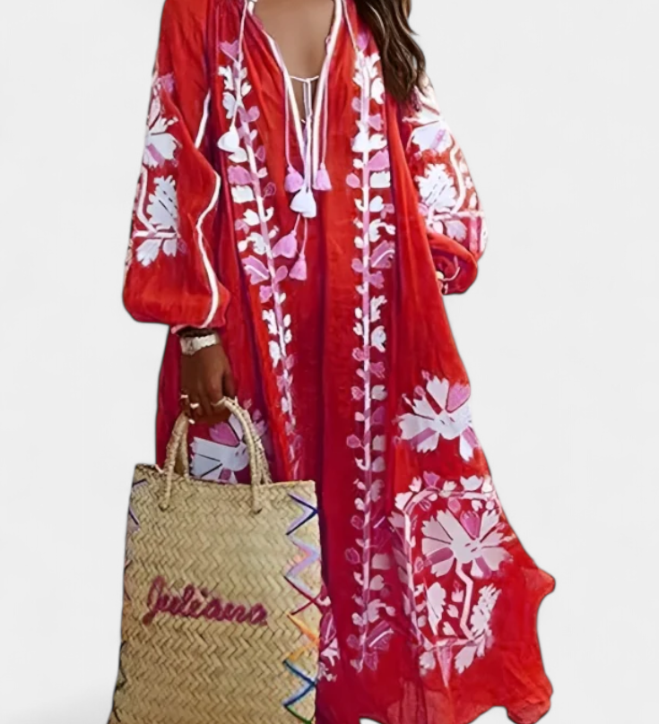 Vestido Floral de Manga Larga Alessia en Estilo Bohemio