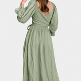 Vestido Petra de Dos Niveles con Cuerpo Fruncido y Mangas Abullonadas
