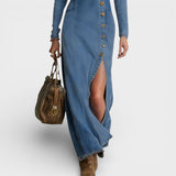 Alba™ | Vestido maxi vaquero elegante