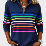 Raquel™ | Sudadera de rayas con media cremallera
