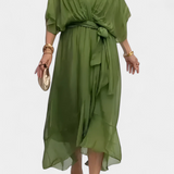 Vestido Largo Luisa con Escote en V y Corte Fluido
