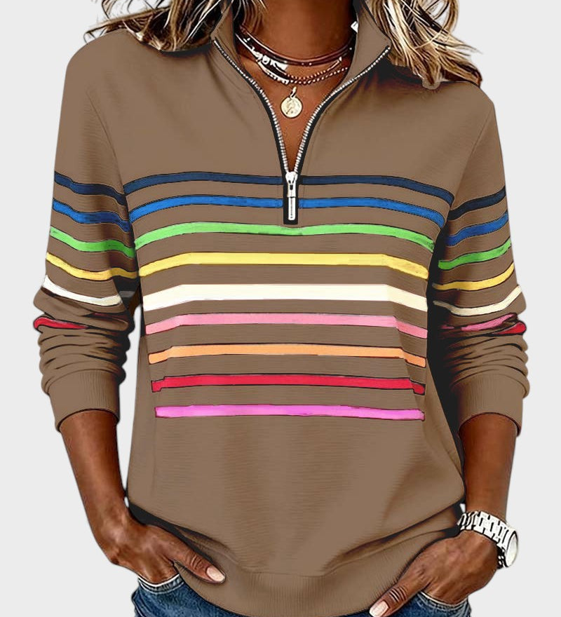 Raquel™ | Sudadera de rayas con media cremallera