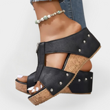 Sandalias cómodas con tacón y cierre
