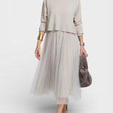 Claudia™ | Vestido de punto elegante con tul