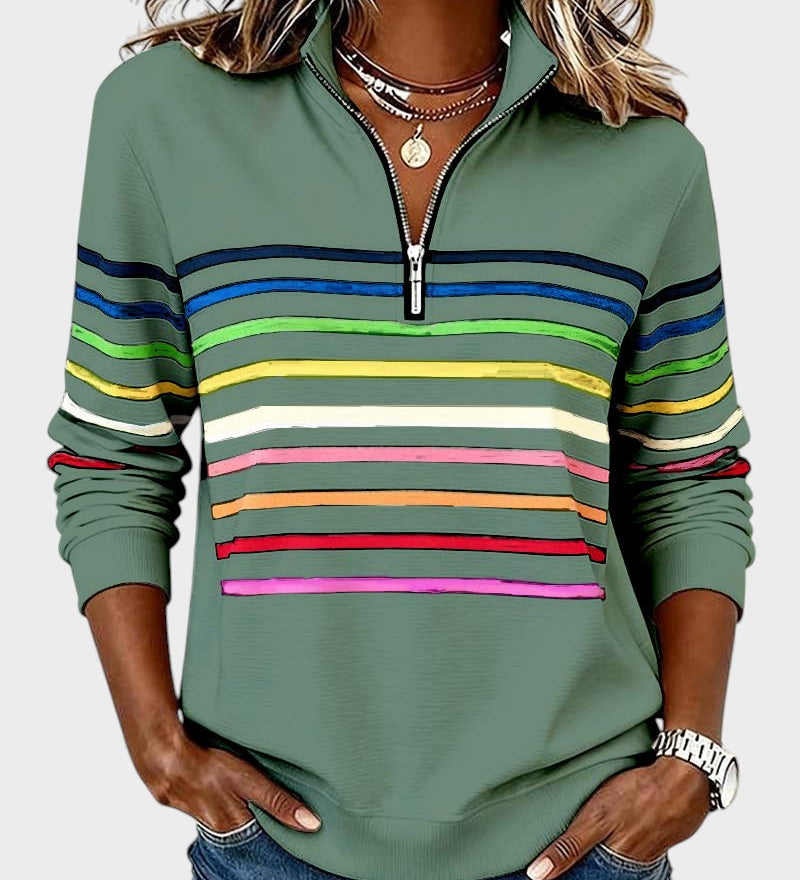 Raquel™ | Sudadera de rayas con media cremallera