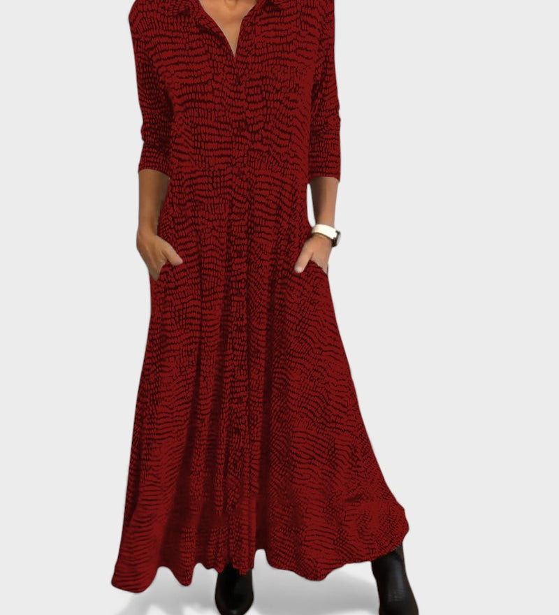 Julia™ | Vestido maxi de camisa fluido