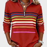 Raquel™ | Sudadera de rayas con media cremallera