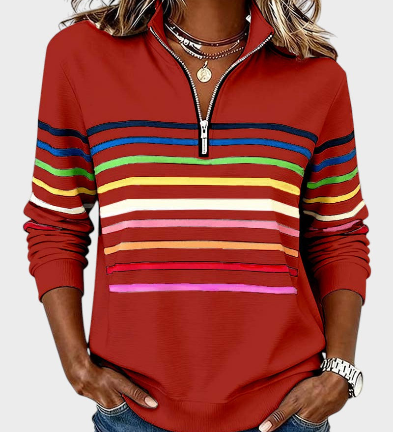 Raquel™ | Sudadera de rayas con media cremallera
