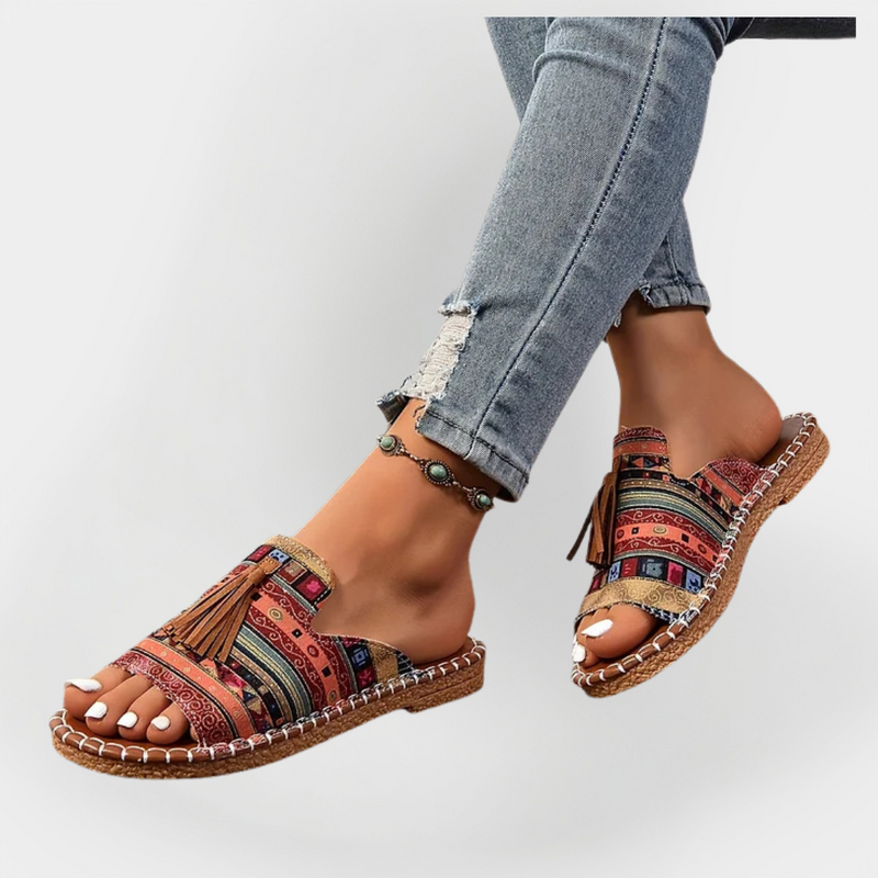 Sandalias impresionantes hechas a mano con flecos