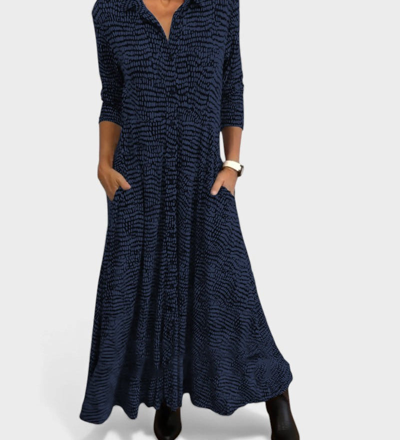 Julia™ | Vestido maxi de camisa fluido