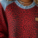 Marta™ | Sudadera denim con estampado leopardo