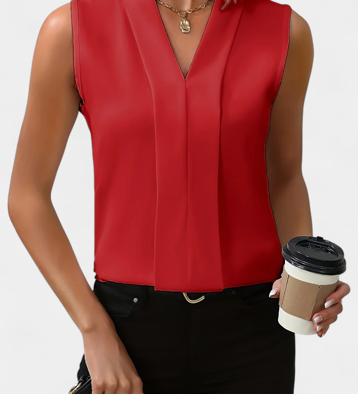 Blusa Sin Mangas Nele con Escote en V y Corte Fluido