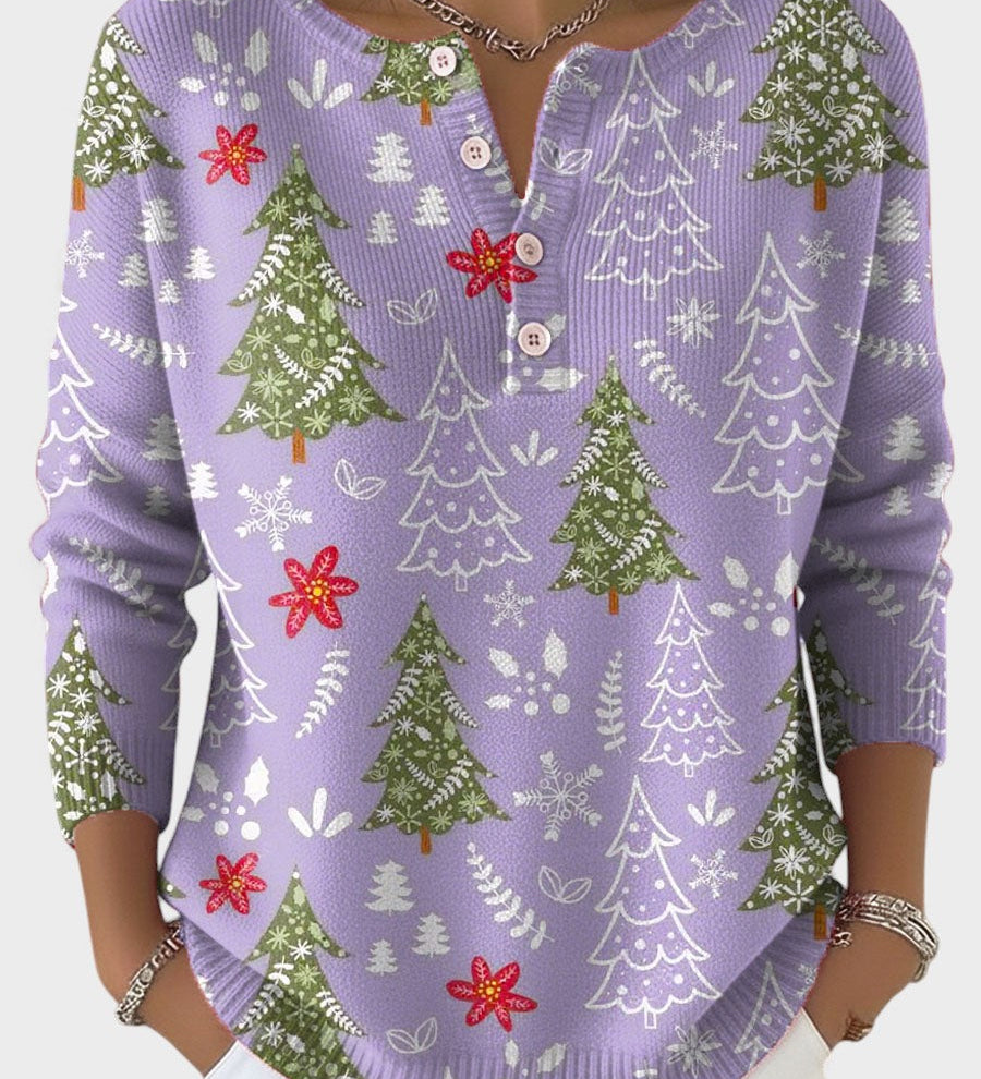 Sofía™ | Suéter navideño con botones decorativos