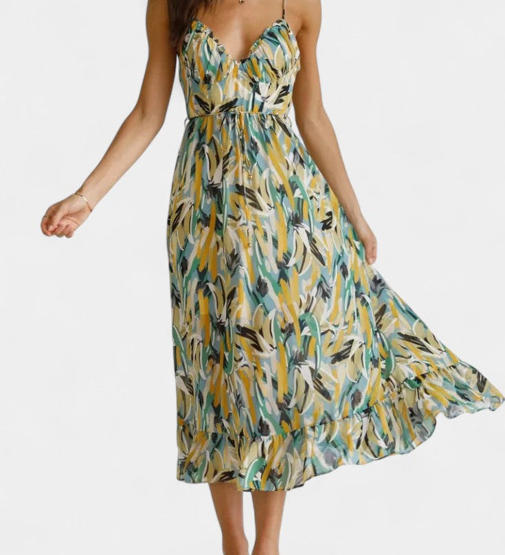 Vestido Midi de Impresión Vibrante Fiona