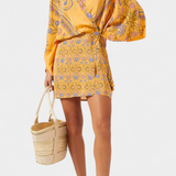 Vestido Candela Boho con Estampado Floral y Escote Cruzado en V