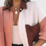 Blusa Juniper de Botones con Color Block