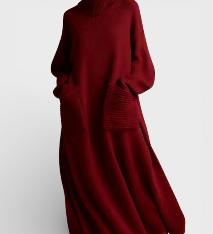 Elena™ | Vestido de punto de cuello alto