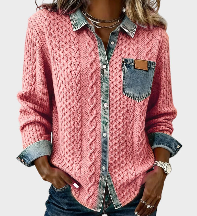Adela™ | Camisa elegante con detalles denim