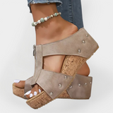 Sandalias cómodas con tacón y cierre